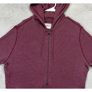 Flag Anthem Sweater Adult Large Maroon Thermal Waffle‎ Knit Full Zip Hoodie Mens